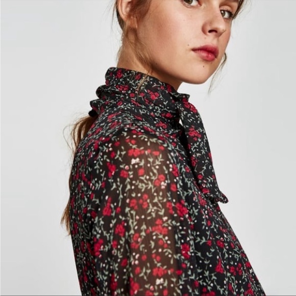 NWOT | Zara | Floral Ruffle Dress | Size XS - Picture 4 of 12